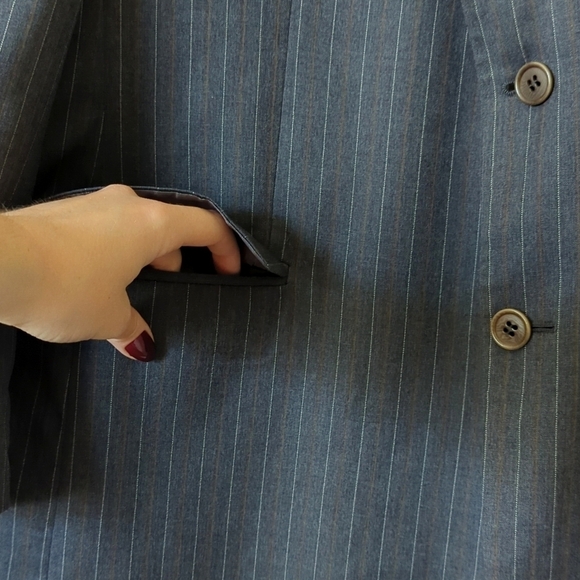 Brooks Brothers Preppy Classic Fit Pinstriped Wool Blazer Jacket Dark Gray 46/41 - Picture 13 of 16